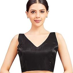 Readymade Women's Satin Sleeveless Padded Saree Blouse-image-35