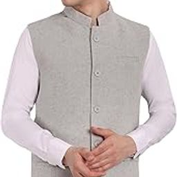 Mens Classic Nehru Jacket Plain Handmade Cotton Solid Design Hip length Sleeveless Waistcoat-picture-30