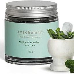 Tvachamrit Mint & Matcha Body Scrub – Antioxidant-Rich Detox, Green Tea Exfoliating Scrub, Reduces Cellulite, Revitalizes Muscles, Spa-Like Experience, Post-Workout Care, 100g-picture-23