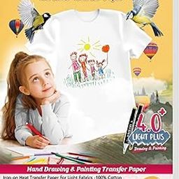 TransOurDream Light 4.0 Plus Heat Transfer Paper T-Shirt Drawing Paper & Painting Iron on Transfers Printable Vinyl Htv for Light White Fabrics 5 Sheets A4 for Kids Artist（TOD-L4P-5)-image-19