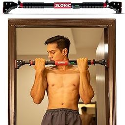 Slovic Pull Up Bar Advance Red and Black | Adjustable Home Gym Workout Equipment | Non-Slip, Heavy-Duty, Height-Extensible Pull-Up Bar with Foam Pads and Rubber Stoppers-image-21