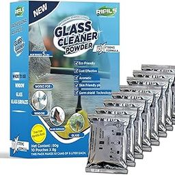 Glass Cleaner Powder 10 Pouches (8g Each), Makes 10 Cans (5L Each), Eco-Friendly, Streak-Free, Multi Purpose Cleaner Ultra Cleaning Formula for Windows, Kitchen & Home Glass Surfaces-image-89