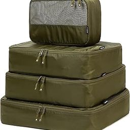 Destinio Packing Cubes for Travel, 6 in 1 Water Resistant Travel Organizer Pouch Set (4 Cubes+ Drawstring Bag+ Cosmetic Pouch), Luggage Suitcase Wardrobe Organiser Bags for Clothes Shoes (Green)-image-15