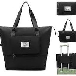 VIKASIM Foldable Travel Duffle. for Men & Women. for Long Trips, Weekend Getaways, Overnight Trips, Sleepovers, Gym Bag, Daily use Handbag. (Black)-image-7