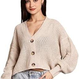 nobarr Women's Beige Knitted Acrylic Button-Down Cardigan-picture-6