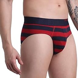 Men's Cotton Blend Classic Regular Striped Briefs-picture-28