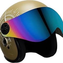 Turtle Helmet Star with Visor Open Face Design with Scratch Resistive Rainbow Visor & Hard Shell ABS Plastic Helmet-Parent-image-5