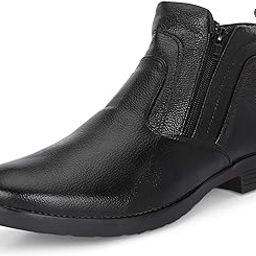AgraShops Genuine black Leather Zipper Chelsea Boots for men,| Inner leather material | Padded insole with TPR sole |-image-33