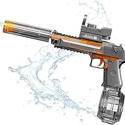 Toyshine Transparent Pistol Design Automatic Water Squirt Gun with Light Powerful Rechargeable Squirt Holi Water Toy Gun Outdoor Play Kids Girls Boys 4+, Black-20