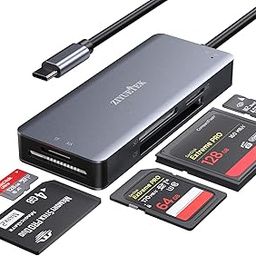 USB C SD Card Reader,5- in-1 Aluminum Thunderbolt 3 Memory Card Reader for CF, SD/SDHC,TF/Micro SD/MS/M2,CompactFlash Card for iPhone 15/16/Pro Max Android Windows MacBook-18