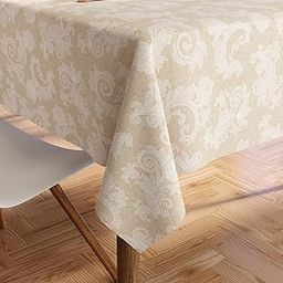 Encasa XO Dining Table Cover for 4 to 6 Seater | Rectangular Size - 145x180 cm (57x72 in) | Floral Jacquard Printed on Chambray Cotton | Dining Table Cloth for Special Occasions-image-47