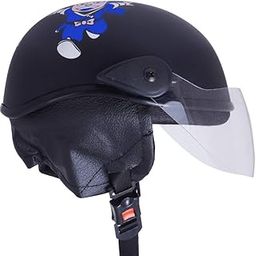 Western Era Stylish Cartoon Open Face Helmet for Kids || Baby Safety and Comfort || (3-12 Years) (Black Matte)-picture-29