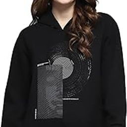 Printed Black Hooded Neck Full Sleeve Sweatshirt for Women's-image-63