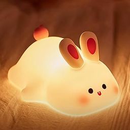 TOYTONIC Big Face Rabbit Night Light for Kids – Cute Silicone Lamp with 3 Brightness Modes, 1200mAh Rechargeable Battery, BPA-Free, Soft & Squeezable, 30-Min Timer – Gift for Boys & Girls-picture-0