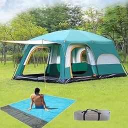 Litenyx Camping Tent for Adults 5-9 Persons Waterproof Outdoor Dome Camping Tent for Travel,Picnic,Hiking, Dome Tent House Inflatable Tent for Camping(M- 380 * 260 * 185cm, Green)-image-29