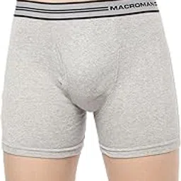 macroman m-series Macroman Valentino Classic Designer Trunks for Men, Premium Compact Cotton Rib Stretch Trunk Underwear with Anti-Microbial Finish, Grey Melange, M, Pack of 1-picture-46