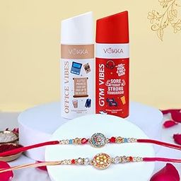 VOKKA Rakhi Gift for Brother – 2 Unisex Deodorants 150ml Each Gym Vibes + Office Vibes with 2 Rakhis | Royal Mandala & Sunshine Rakhi | Raksha Bandhan Combo Set for Bhaiya & Bhabhi-image-87
