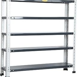 Mil-Nil Prime CRC Sheet 5 Shelf 24 Gauge Multipurpose Slotted Angle Rack | Adjustable Shelf Hight Rack for Home & Kitchen 18 Gauge Angle Rack (36X36X9 inches, 10.3 Kg, Grey/Havells)-picture-11