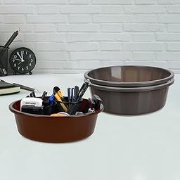 Homestic Pack of 3 Desk Organizer | Stationery Organizer | Multipurpose Storage Organizer | Office Supplies for Pen-Pencil-Staplers | Desktop Organizer | 6 LTR | Gray & Brown-image-72