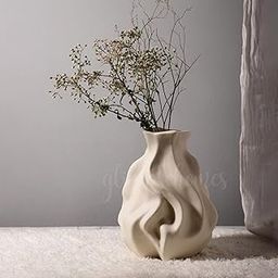 Glimpse Homes Whispering Waves Vase | 9 inch | Off-White Matte | Fashion Decor-image-72