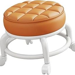 360° Rotating Low Roller Seat Stool Low Noise for Kitchen Barber Shop Office Orange | Home & Garden | Furniture | Benches & Stools-image-89