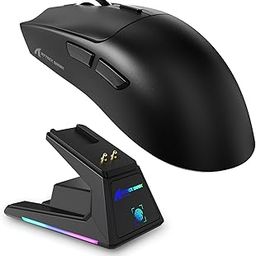 ATTACK SHARK X1 Superlight Wireless Gaming Mouse with RGB Magnetic Charging Dock, BT/2.4G/USB-C Wired Gaming Mouse, PAW3395PRO Sensor, 40000DPI, Office Mice for PC, Mac, PS5, Xbox - Black-image-64
