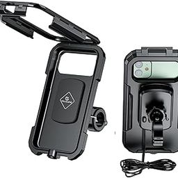 YELLOWFIN Fully Waterproof Handlebar Mobile Phone Mount Holder with Fast 15 W Wireless,20 W USB-C Charger & 360° Rotation for Bike-Motorcycle-Scooter (M18L-A1 Black)-picture-1