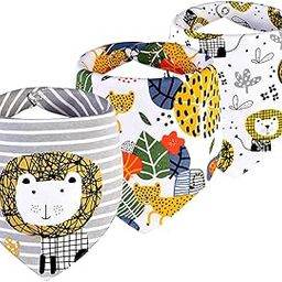 Little Surprise Box 3PCS Set of Geometric Animals print premium adjustable snap button closure Bibs-image-71