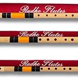Radhe Flutes | COMBO PACK | PVC Fiber Bansuri | G Natural, C Natural & C Sharp | Right Handed | Beige Flute With Black & Orange Threads | Hand Crafted by Tej Sharma-1