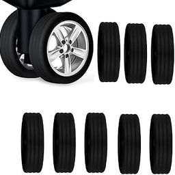 Luggage Wheels Protector - 8 Pack Silicone Suitcase Caster Covers for Most Luggage and Office Chair Wheels - No Noise, Black-image-88