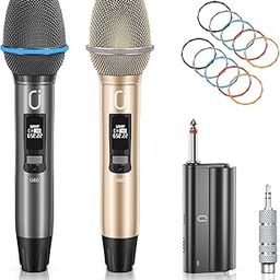 JAUYXIAN U60 Wireless Microphones, Dual UHF Microphone System with Rechargeable Receiver, Metal Karaoke Microphone for Singing, Wedding, DJ, Party, Speech, Church, Class, 200ft-image-56