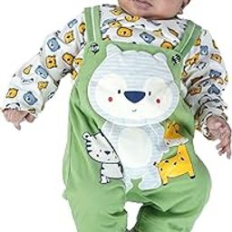 Baby Boys Classic Fit Solid T-Shirt and Dungaree Set | White/Green | 3-6 Months | KIDS12837-image-74