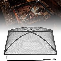 Suzile Fire Pit Lid with Tong 24 Inch Metal Fire Pit Spark Screen Heavy Duty Black Square Fire Pit Cover with Handle for Outdoor Indoor Backyard Fire Pits Mesh-picture-17