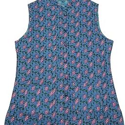 Women's Blue Cotton Quilted Reversible Sleeveless Jacket-15