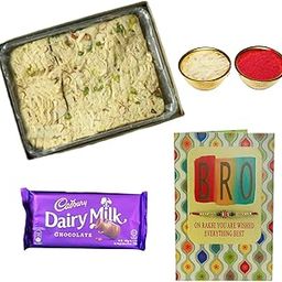 80 Rose Garden Rakhi Gifts | Soan Papdi 400g | 01 Bead Rakhi Card | 01 Chocolate with Roli Chawal Tilak | Nextday Delivery-image-93