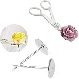 STORE77® 3Pcs Cake Decoration Tool Set - 1Pc Cake Scissors, 2Pcs Nail Set, Cupcake Icing Cream Decorating Nail Tool, Flower Lifters-image-20