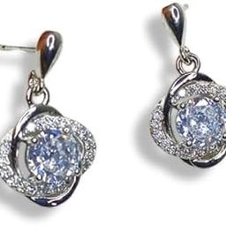 Elegant Silver Color -Plated Imitation Earrings with Sparkling Artificial Stones - Stud & dangler Earrings-image-16