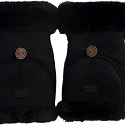 Winter Fingerless Gloves for Women Convertible Flip Top Mittens for Painting Black | Gloves & Mittens | Womens Accessories-picture-3