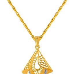 14k (585) Yellow Gold and American Diamond Pendant for Women-image-71