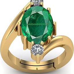 15.00 Ratti Natural Emerald Ring (Natural Panna/Panna Stone Gold Ring) Original AAA Quality Gemstone Adjustable Ring Astrological Purpose for Men Women by Lab Certified-picture-41