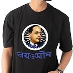 Jai Bhim Graphic T-Shirt, Cotton Round Neck, Black and White Colours-image-66