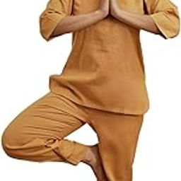 vastramay Women's Linen Cotton Yoga Wear - Kurta with Matching Straight Pants for Comfort & Style-picture-34