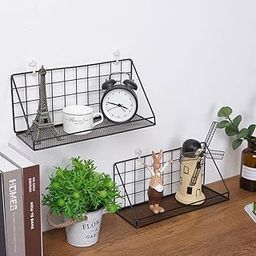 4tens Metal Wall Mounted Floating Shelves Self-Adhesive Home Decor Shelf Wall Decoration Holder Decor Shelves Plant Display Racks for Bedroom, Living Room, Bathroom, Kitchen, Office (Black)-image-30