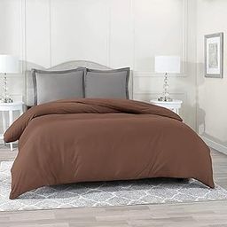 TURIYA 180 TC Microfiber Cloth Plain/Striped Double Bed Size Duvet Cover/Rajai Cover/Kambal Cover with Zipper Enclosure (Brown)-image-37