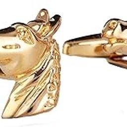 Willian Store Cufflinks for Men Unique and Classy Stainless Steel Formal Cufflinks for Men's Formal Shirt - (Gold, Horse Design)-31