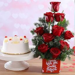 Forever Pineapple Cake with Red Roses Combo-image-23
