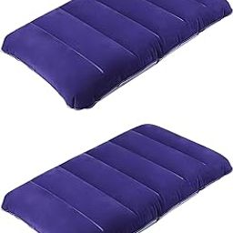 ZIGZAP | Inflatable Velvet Travel Pillow | Soft Blow-Up Air Cushion for Sleeping, Camping, Outdoor, Car, Kids, Baby, Adults | Foldable Portable – 47x30cm Blue (Pack of 2)-picture-29