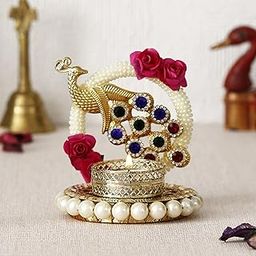 eCraftIndia Metal Peacock Floral Decorative Tea Light Candle Holder for Diwali, Navratri, Ganesh Chaturthi, Christmas, New Year| Tea Light Holders for Home Decor | Diwali Decoration Item | Diwali Gift-image-8