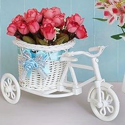TIED RIBBONS Cycle Shape Flower Vase with Peonies Bunches for Centre Table, Bedroom, Living Room,Home Decoration and Gift-image-86