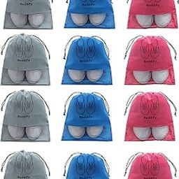 Pack of 12 Shoe Bags for Travel & Storage Travel Organizer for Women & Men Travel Accessories Shoe Organizer Shoe Pouches Travel Shoe Cover Travel Essentials (Blue, Silver & Pink)-image-63